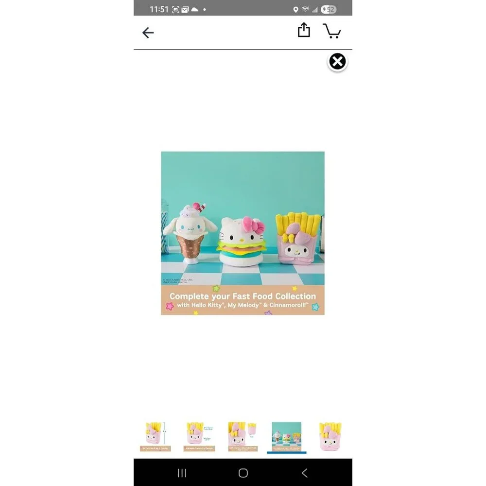 Sanrio My Melody French Fry Plush – NEW in Bag – 6” Kawaii Soft Plush – Fast Foo